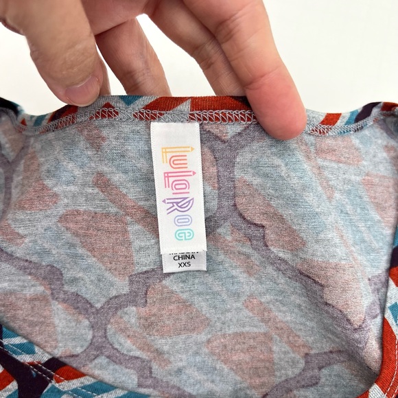 LuLaRoe Perfect Tee Orange Gray T-Shirt Tunic Size XXS - Picture 7 of 12